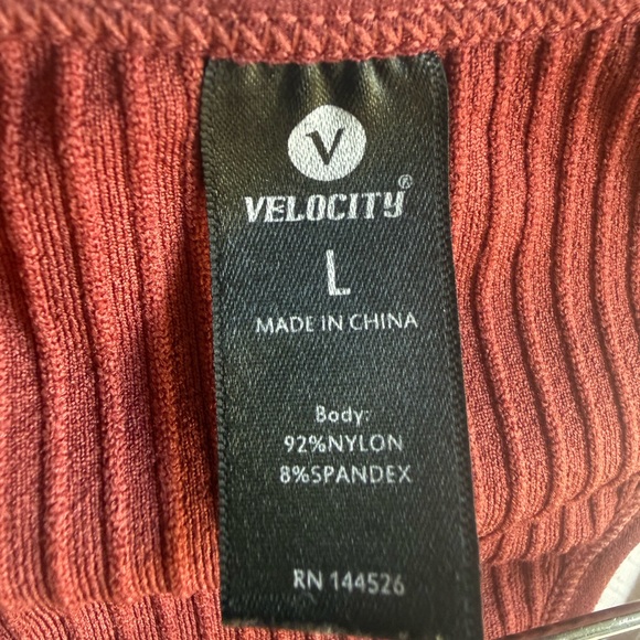 Velocity Ribbed Rust-Maroon Racerback Sports Bra - Picture 3 of 4
